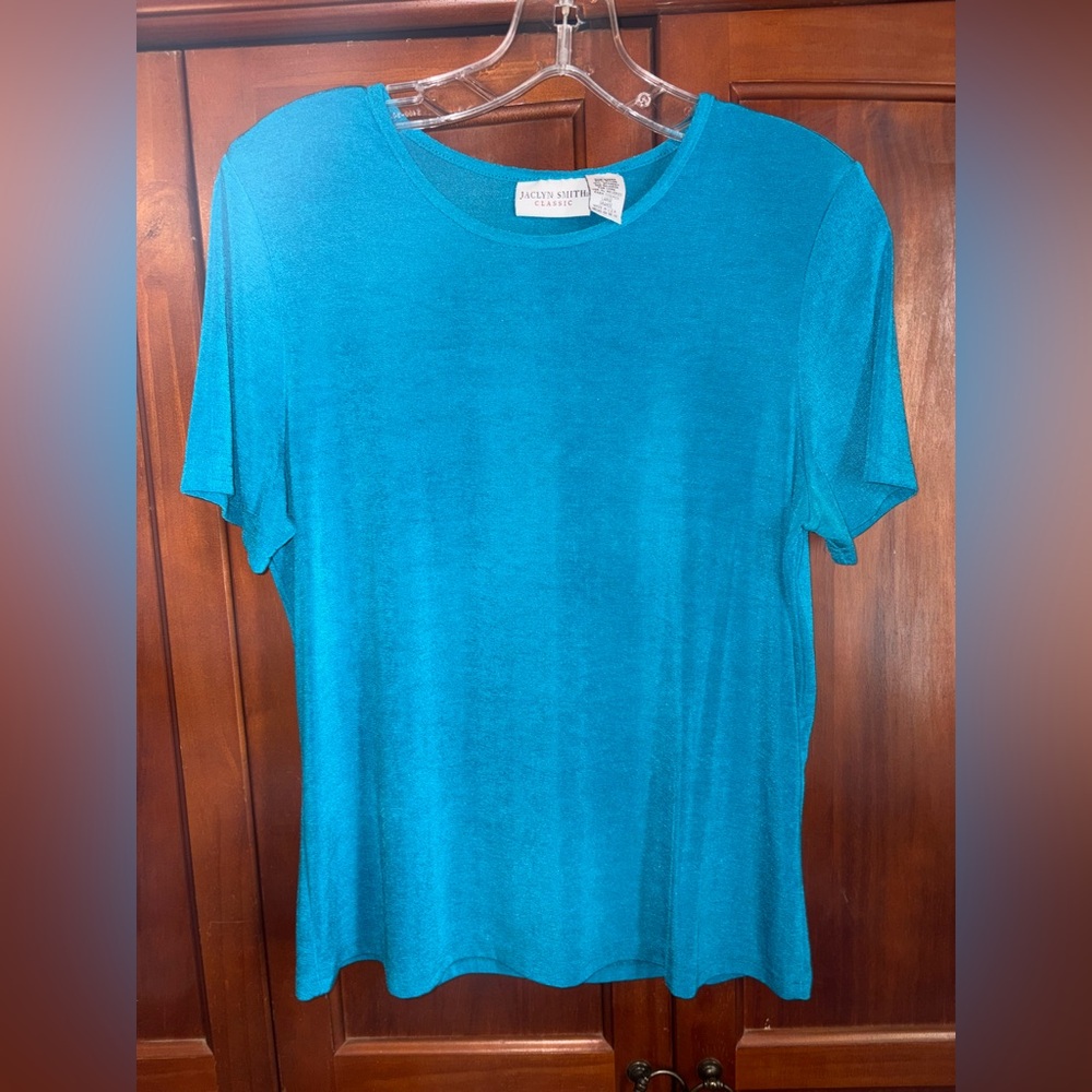 Jaclyn Smith Teal Short Sleeve Top